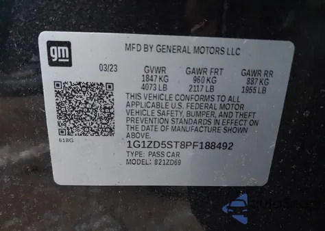 2023 Chevrolet Malibu Fwd 1Lt from USA, damaged, VIN 1G1ZD5ST8PF188492